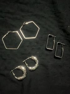 Set of 3 Unique Hoop Earrings