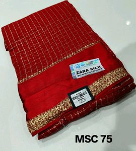 Elegant Red Zara Silk Saree