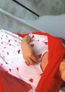White frock Set with Red Hearts duppta trouser