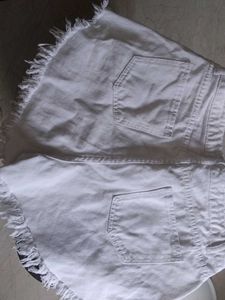 White Distressed Denim Shorts