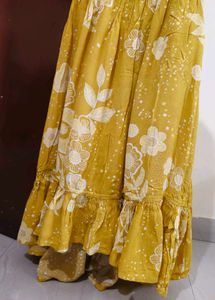 Yellow Floral Print Ethnic Skirt XS