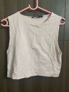 Pale Pink Sleeveless Crop Top