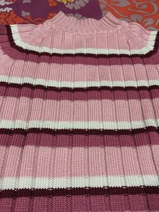 Striped Knit Turtleneck Sweater