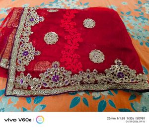 Beautiful Red Embroidered Saree
