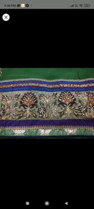 green party wear saree with stitched blouse