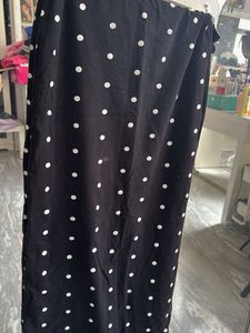 Black Polka Dot slit  skirt