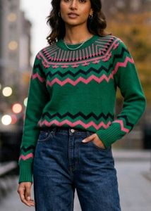 Green Fair Isle Knit Sweater