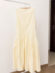 Light Yellow Sleeveless Midi Dress