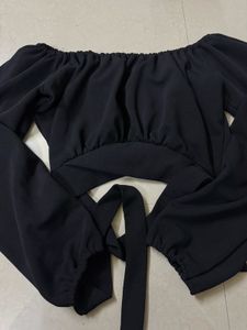 Black Square Neck Crop Top