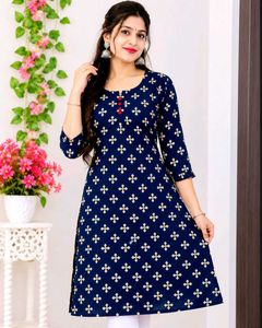 Stylish Navy Blue Printed Kurta