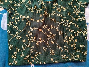 Green &amp; Gold Floral Blouse