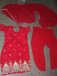 silk red shlwar suit &amp;dupttta