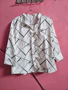 Stylish White Geometric Print Shirt