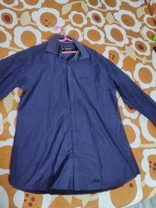 Men's Blue Dotted Long Sleeve Shirt
