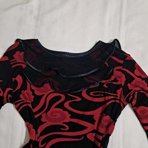 Y2k Vintage Gothic Dark Romance Red Rose Print Top