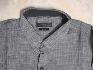 Gray Long Sleeve Button-Down Shirt