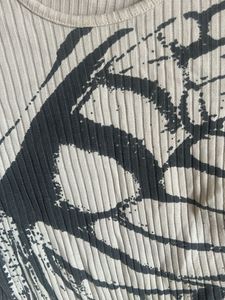Unique Butterfly Print Ribbed Top