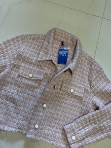 Blush pink textured tweed jacket 💗✨