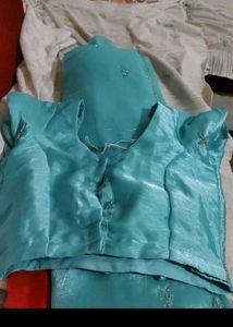 Beautiful Teal Saree with Blouse