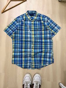 Blue Plaid Short Sleeve Shirt