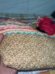 Striped Boho Tote Bag with Tassels