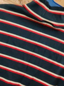 Striped Mock Neck Crop Top