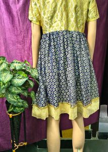 Girl frock Vibrant 🇬🇧Yellow &amp; Blue Cutwork