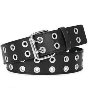 Unisex Punk/Goth Double Grommet Black Belt