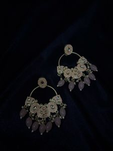 Blush Pink / pastel Chandbali Earrings
