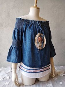 Denim off shoulder top