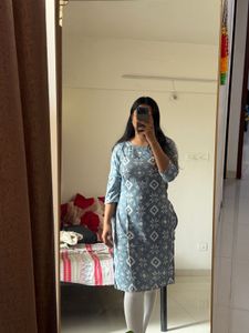 Stylish grey & White Printed Kurta