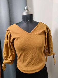 westside Mustard Yellow Puff Sleeve top