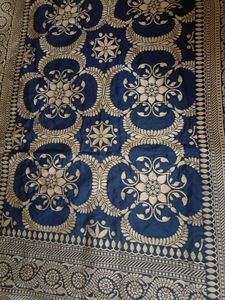 Exquisite Blue &amp; Gold Banarasi Silk Dupatta