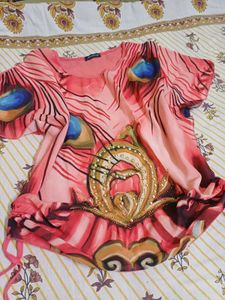 Pink Peacock Print top