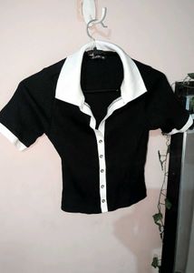 Chic Black & White Cropped Top