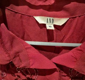 AND cherry embroidered shirt