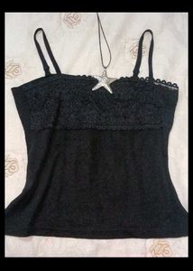 Black lace trim top