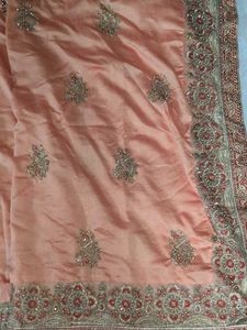 Elegant Peach Embroidered Saree