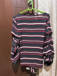 Chic Striped Tie-Waist Blouse
