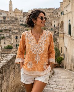 Soft Mulmul Cotton Chikankari Peach Kurti