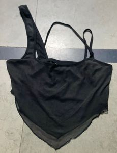 Black Asymmetrical Neck Top