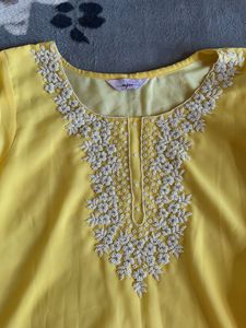 Yellow Embroidered Kurta