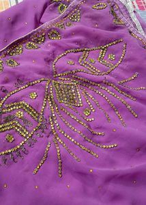 Stunning Purple Embroidered Saree