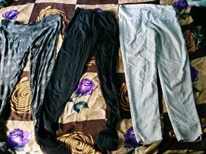 Womens Printed &amp; Solid Leggings 3 Pack