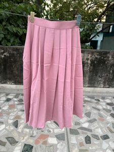 Pink Pleated Midi Skirt