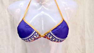 Stylish Blue &amp; Gold Bikini Top