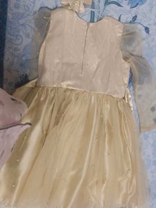 shimmery  golden frock with pearls