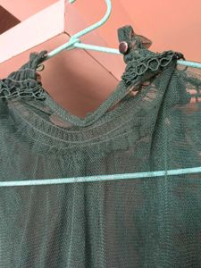Elegant Green Mesh Dress smoked waist
