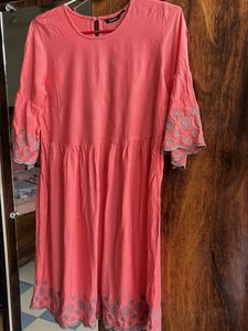 Zudio peach embroidered frock