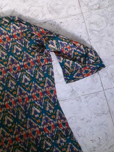 Patterned Button Down Tunic Dress